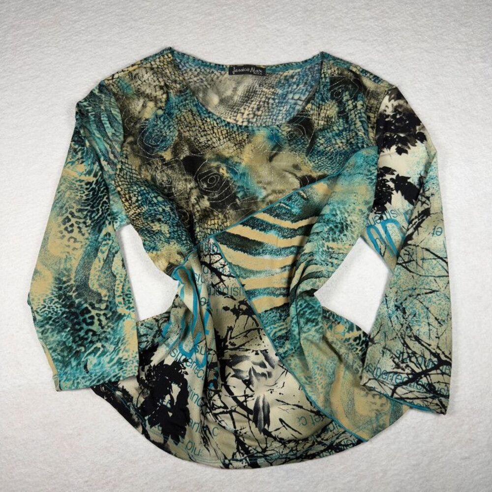 Jessica Max Abstract Patchwork Print Top | Y2K